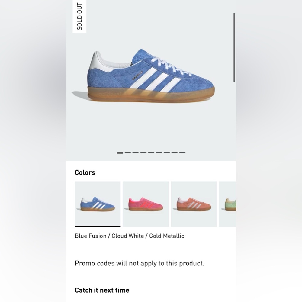 Women’s adidas Gazelle Indoor Shoes. US Women’s Size 8.5 - Blue Fusion.